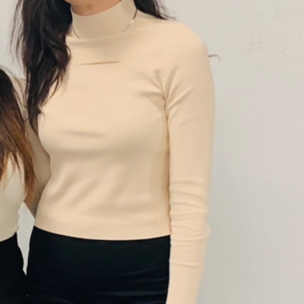 Proenza Schouler Cut-out ribbed stretch-knit top Cream size S